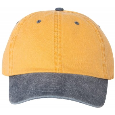 Baseball Caps Pigment Dyed Cotton Twill Cap - Mustard/Navy - CX1889C59U4 $7.48
