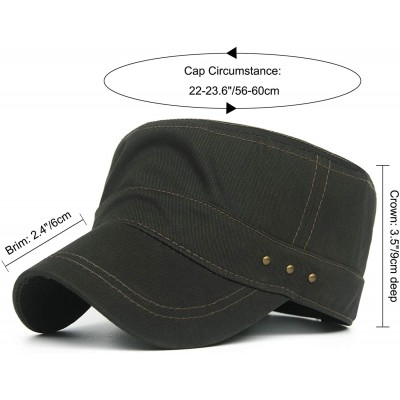 Baseball Caps Cotton Cadet Cap Army Military Caps Flat Hats Unique Design Big Head - Style05-green - CJ18USDD2I4 $11.62