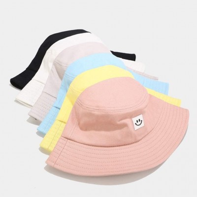 Cowboy Hats Unise Hat Summer Travel Bucket Beach Sun Hat Smile Face Visor - Pink - CS1945S9KZI $9.25