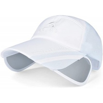 Skullies & Beanies Unisex Polyester Mesh Wide Brim Baseball Cap Adjustable Breathable Hat - White - CC18DO09ZUR $15.32