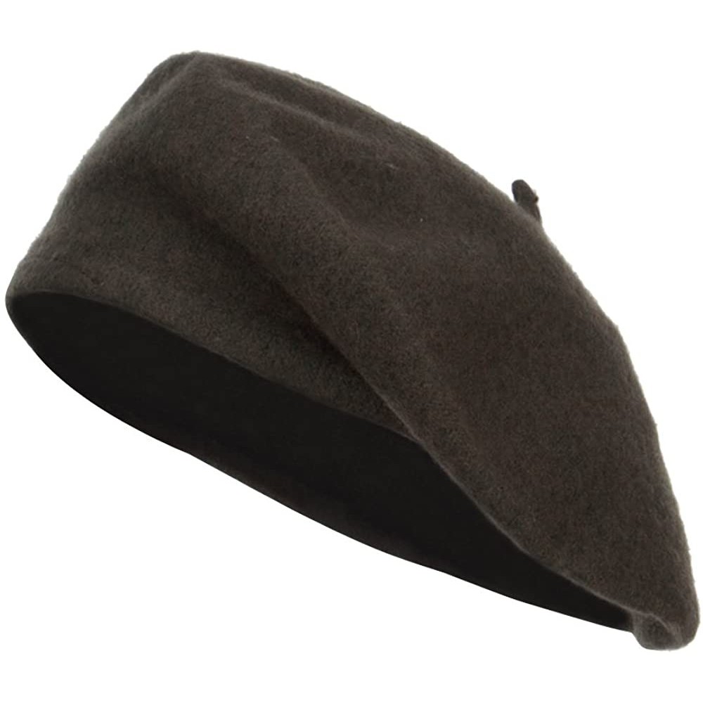 Berets Ladies Wool Beret - Olive - CB12LJZ9G0L $20.79