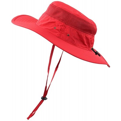 Sun Hats Women Summer Sun Hat UV Protection Wide Brim Mesh Bucket Hats UPF 50+ for Outdoor Fishing Beach Boonie Hats - Red - ...