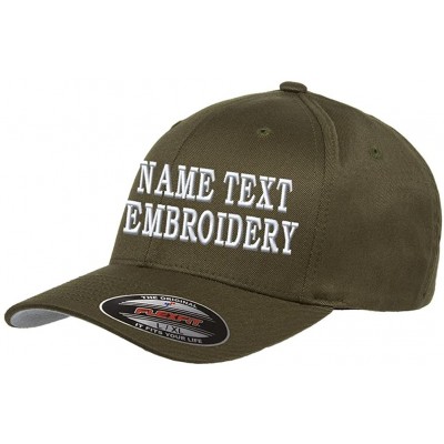 Baseball Caps Custom Embroidery Hat Flexfit 6277 Personalized Text Embroidered Fitted Size Cap - Army Green - C2180UMSYEN $25.91