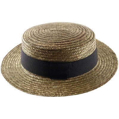 Fedoras Canotier Boater Hat Gondolier Straw - Olive - CX18RY92R3X $24.93