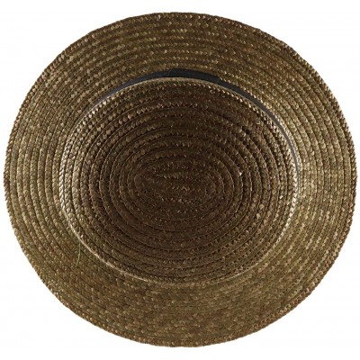 Fedoras Canotier Boater Hat Gondolier Straw - Olive - CX18RY92R3X $24.93