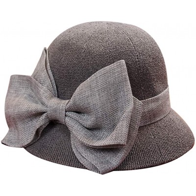 Sun Hats Women Colorful Big Brim Straw Bow Hat Sun Floppy Wide Brim Hats Beach Cap - Khaki-straw Bow - CH18UUI6OH7 $10.25