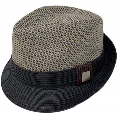 Fedoras Men Women Unisex Cool Summer Sun Beach Paper Straw Fedora Hat Cap - Black - CO18UAM33NX $12.09