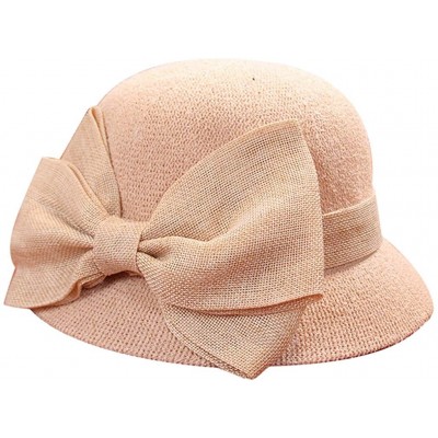Sun Hats Women Colorful Big Brim Straw Bow Hat Sun Floppy Wide Brim Hats Beach Cap - Khaki-straw Bow - CH18UUI6OH7 $10.25