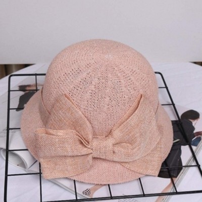 Sun Hats Women Colorful Big Brim Straw Bow Hat Sun Floppy Wide Brim Hats Beach Cap - Khaki-straw Bow - CH18UUI6OH7 $10.25