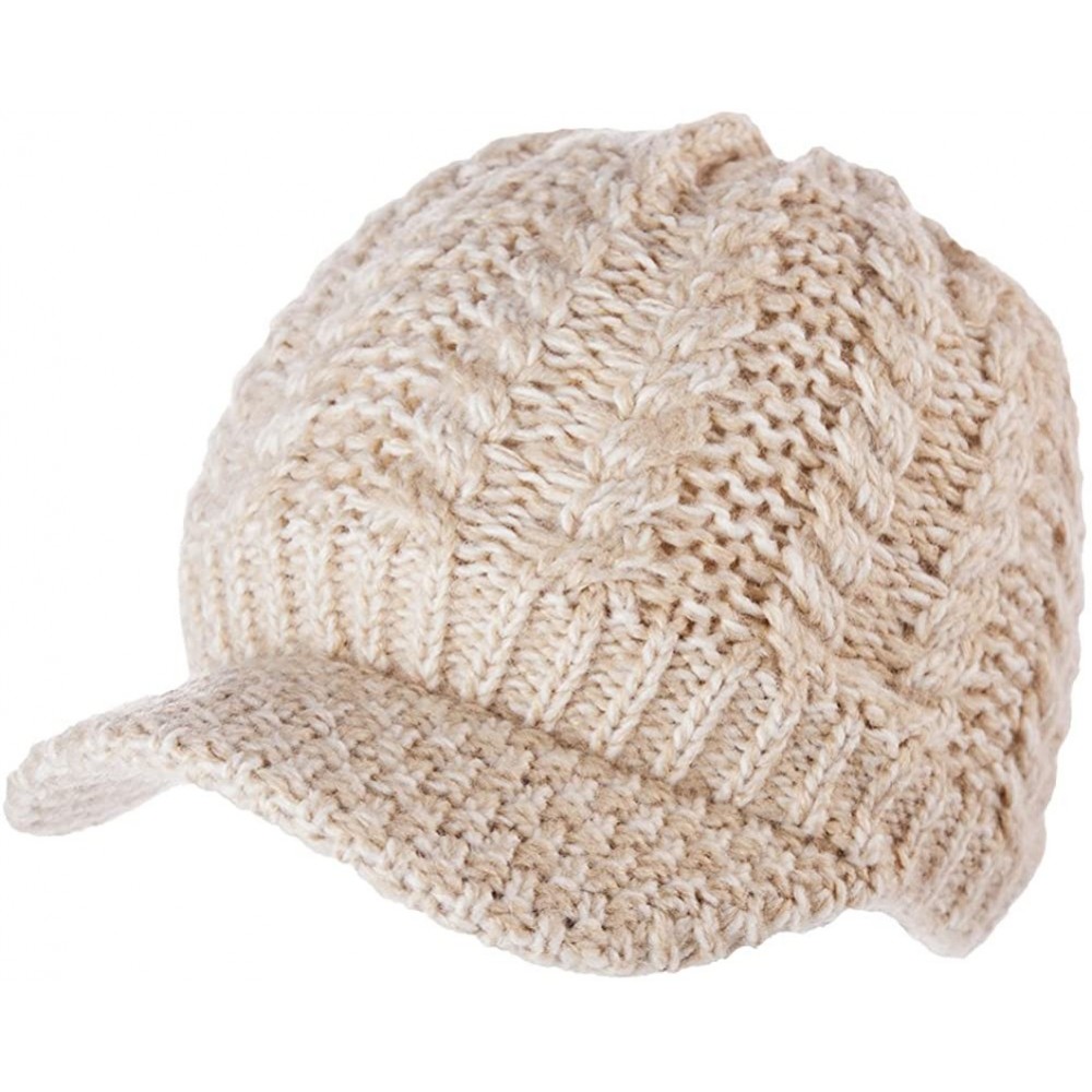 Skullies & Beanies Womens Knit Newsboy Cap Warm Lined Winter Hat 100% Soft Acrylic with Visor - 89229_beige1 - CZ1923OWKO3 $1...