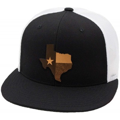 Baseball Caps Texas 'The 28' Leather Patch Hat Flat Trucker - Camo/Black - CO18IODWGGD $31.57