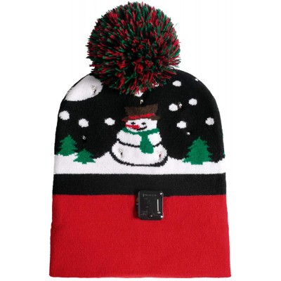 Skullies & Beanies Slouchy Christmas Sweater Holiday - Red-snowman - C518YLAHT5L $10.43