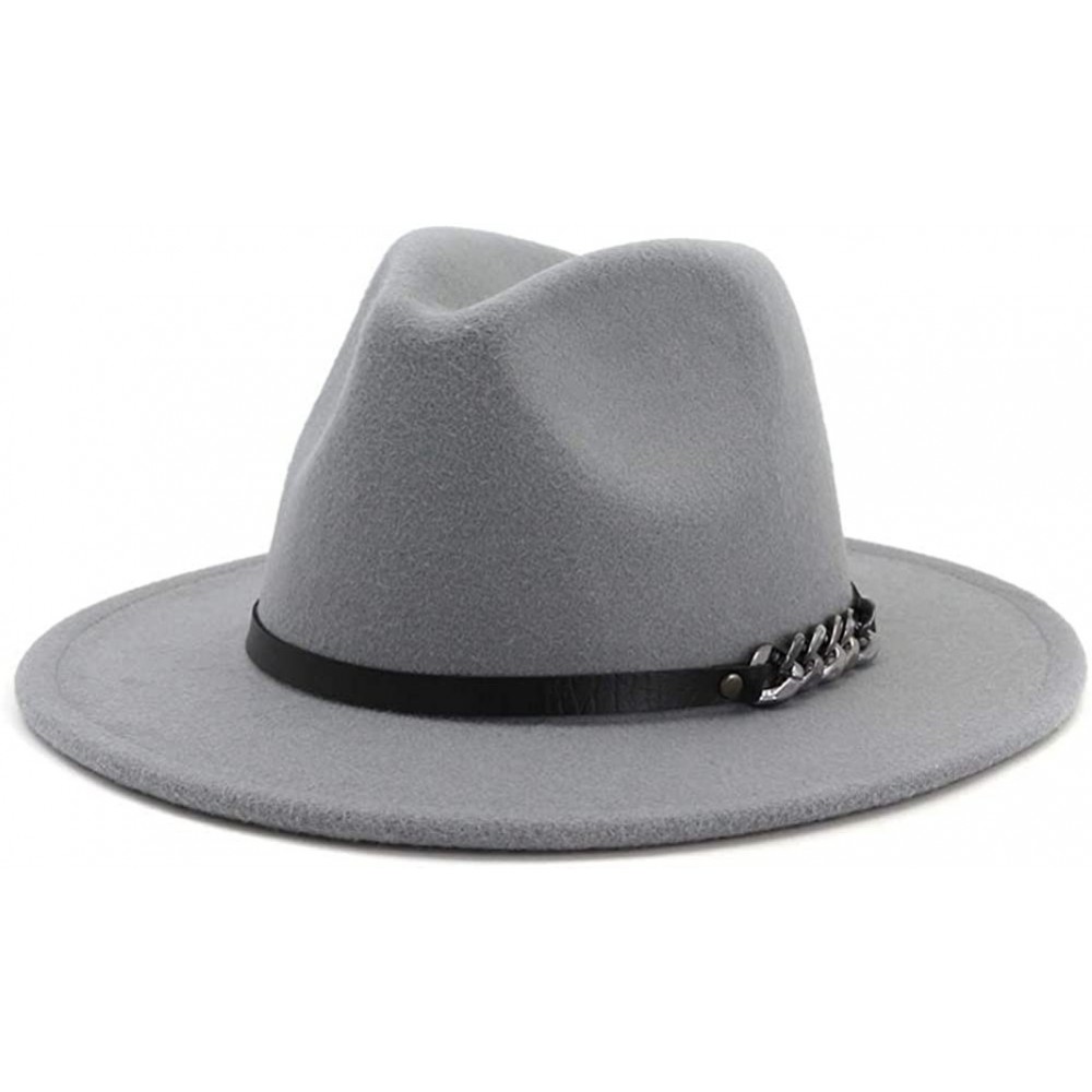 Fedoras Men & Women Belt Buckle Fedora Hat Wide Brim Floppy Panama Hat - A-grey - C318T8CN6HY $12.99