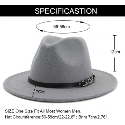 Fedoras Men & Women Belt Buckle Fedora Hat Wide Brim Floppy Panama Hat - A-grey - C318T8CN6HY $12.99