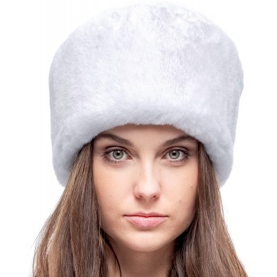 Bomber Hats Faux Fur Russian Hat for Women - Soft Velvet Fur - Comfy Cossack Style - White Rabbit - CJ18AROQ870 $35.30