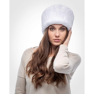 Bomber Hats Faux Fur Russian Hat for Women - Soft Velvet Fur - Comfy Cossack Style - White Rabbit - CJ18AROQ870 $20.17