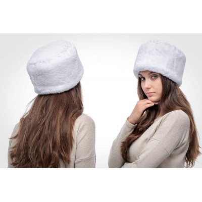 Bomber Hats Faux Fur Russian Hat for Women - Soft Velvet Fur - Comfy Cossack Style - White Rabbit - CJ18AROQ870 $35.30