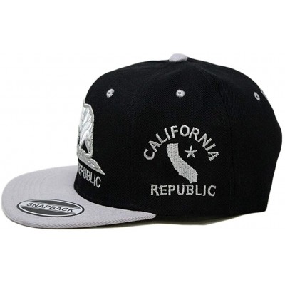 Baseball Caps California Republic Bear Logo Snapbacks Flat Brim Adjustable Snapback Hat Cap - Black Gray 01 - CL195I3KU9Q $10.12