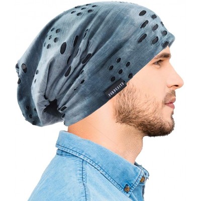 Skullies & Beanies Mens Slouchy Beanie Skull Cap Summer Thin Baggy Oversized Knit Hat B301 - B090-a-bluish - CQ18E7HWEZM $14.94