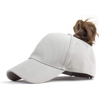 Baseball Caps High Ponytail Baseball Hat - Women Messy Bun Hat- Sun Protection Ponycaps Retro Cap - Gray - C318HAOWZ7D $10.41