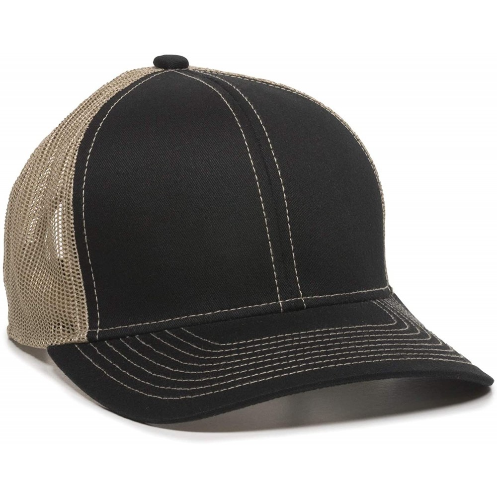 Baseball Caps Structured mesh Back Trucker Cap - Black/Tan - C2182SZL6K7 $10.42