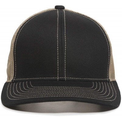 Baseball Caps Structured mesh Back Trucker Cap - Black/Tan - C2182SZL6K7 $10.42