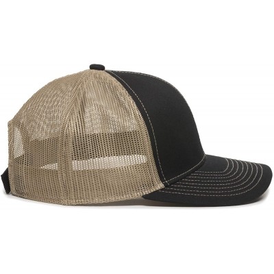 Baseball Caps Structured mesh Back Trucker Cap - Black/Tan - C2182SZL6K7 $10.42