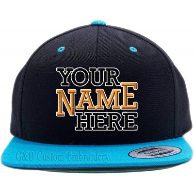 Baseball Caps Custom Hat. 6089 Snapback. Embroidered. Place Your Own Text - Teal/Black - CY188Z9ZKLI $26.84