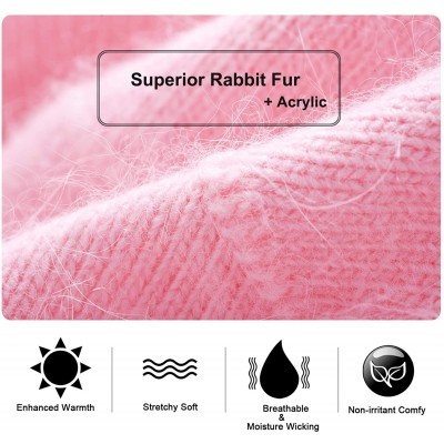 Skullies & Beanies Winter Warm Hats for Women Girls- 2-Layer Faux Rabbit Fur Knit Beanie Skull Cap - 1dark Pink-clearance! - ...