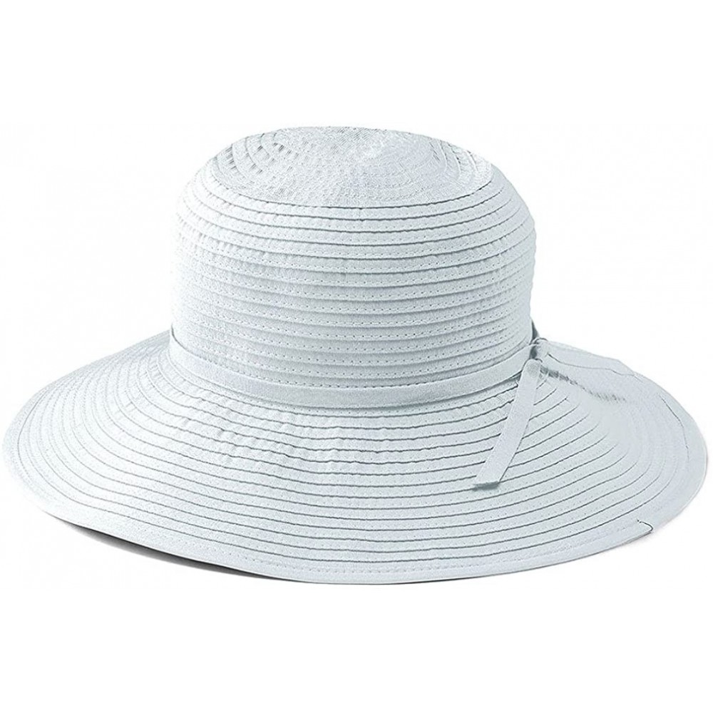 Sun Hats Women's Ribbon Medium Brim Floppy - White - CV118HQK03X $37.98