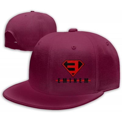 Baseball Caps Unisex Eminem Baseball Cap Flat Bill Hip Hop Hats Adjustable Snapback - Dark Red - C218YN3WTGR $12.47