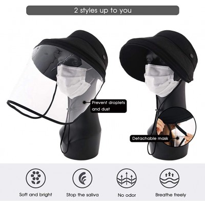 Sun Hats UPF 50 Sun Hats for Women Wide Brim Safari Sunhat Packable with Neck Flap Chin Strap Adjustable - 00001black - C5199...