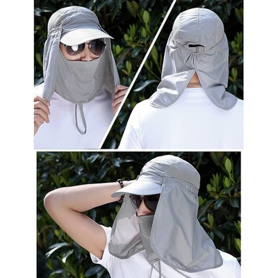 Sun Hats Fashion Summer Outdoor Sun Protection Fishing Cap Neck Face Flap Hat Wide Brim - Light Grey - CY12OBKHBPP $12.21