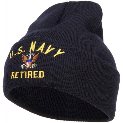 Skullies & Beanies US Navy Retired Military Embroidered Long Beanie - Navy - CE11USNG7KN $22.64