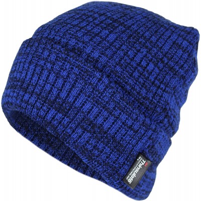 Skullies & Beanies Classic Thinsulate Ribbed Cable Knit Beanie Hat- Warm Acrylic Cuff Winter Cap - Navy Blue - CU1868LHX5Q $8.98