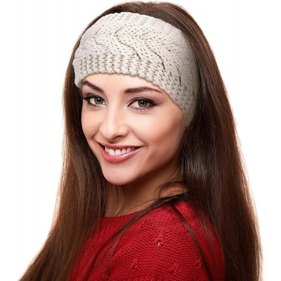 Cold Weather Headbands Headbands Knitted Warmers Suitable - Beige - C918M5RM2E3 $10.87