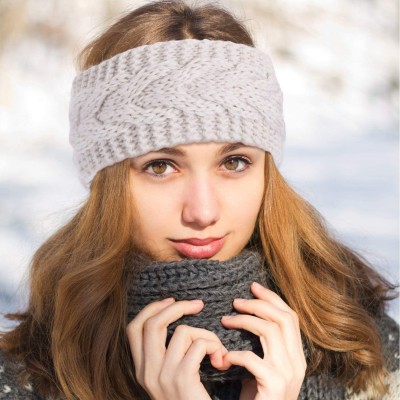 Cold Weather Headbands Headbands Knitted Warmers Suitable - Beige - C918M5RM2E3 $10.87