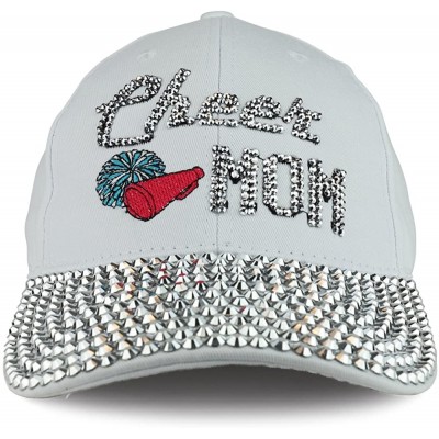 Baseball Caps Cheer MOM Embroidered and Stud Jeweled Bill Unstructured Baseball Cap - White - CB188670I46 $13.72