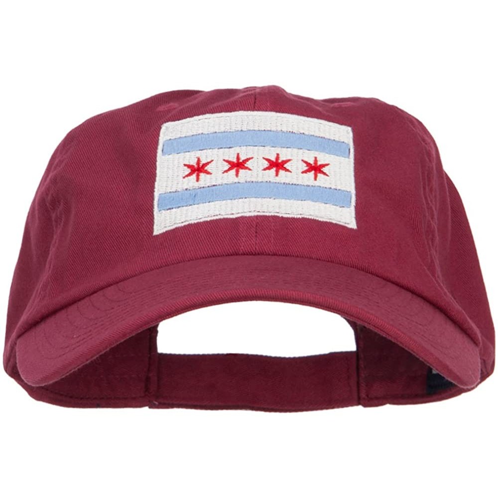 Baseball Caps Chicago Flag Embroidered Low Cap - Wine - CF1820KUCI5 $25.88
