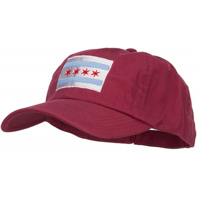 Baseball Caps Chicago Flag Embroidered Low Cap - Wine - CF1820KUCI5 $25.88