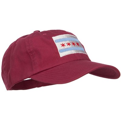 Baseball Caps Chicago Flag Embroidered Low Cap - Wine - CF1820KUCI5 $25.88