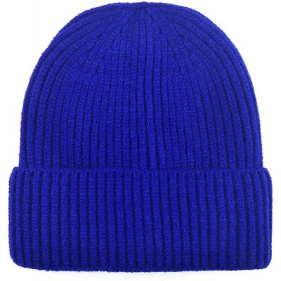 Skullies & Beanies Short Fisherman Beanie Hats for Men Wool Knitted Caps for Men Baggy Women Skull Cap - Royal Blue - CX1938N...