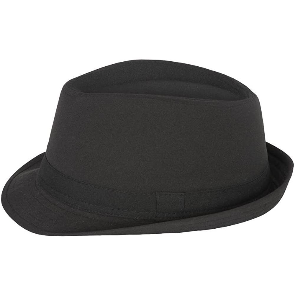 Fedoras Cotton Solid Fedora Hat-Black - CY111ZIJNM9 $17.14