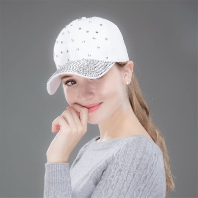 Baseball Caps Women Rhinestone Bling Baseball Cap Adjustable Studded Crystal Snapback Sun Hat - Grey-silverstone - CS18GZ70Q5...