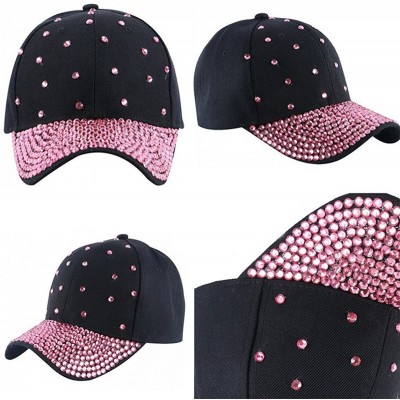 Baseball Caps Women Rhinestone Bling Baseball Cap Adjustable Studded Crystal Snapback Sun Hat - Grey-silverstone - CS18GZ70Q5...