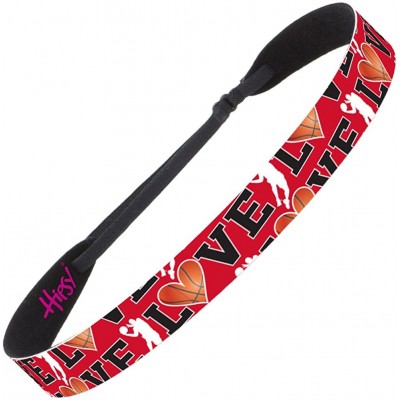 Headbands Adjustable No Slip I Love Basketball Headbands for Women Girls & Teens - Red Love Basketball - CT17YDZDLZZ $10.07