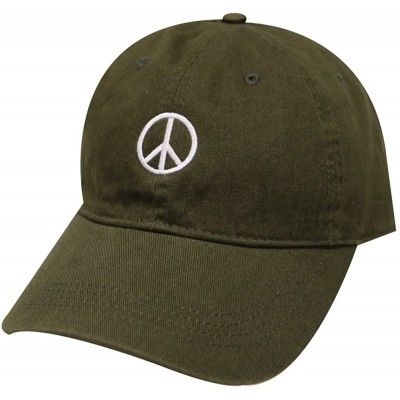 Baseball Caps Peace Sign Cotton Baseball Dad Cap - Olive Green - CF17Z2TEK47 $11.26