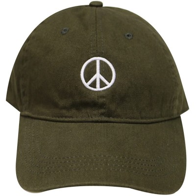 Baseball Caps Peace Sign Cotton Baseball Dad Cap - Olive Green - CF17Z2TEK47 $11.26