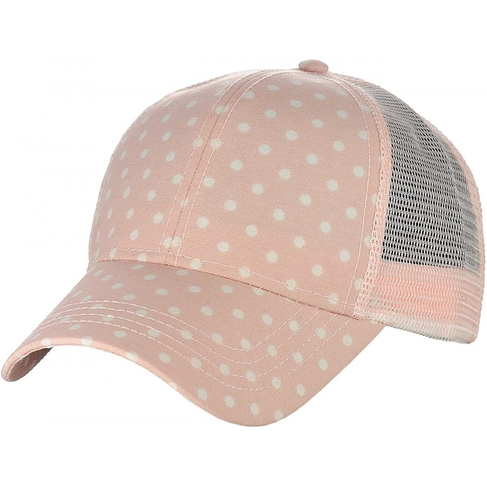 Baseball Caps Printed Polka Dotted Pattern Adjustable Mesh Trucker Baseball Cap - Pink - CC18C6LO02L $16.92