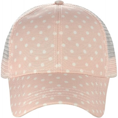 Baseball Caps Printed Polka Dotted Pattern Adjustable Mesh Trucker Baseball Cap - Pink - CC18C6LO02L $16.92